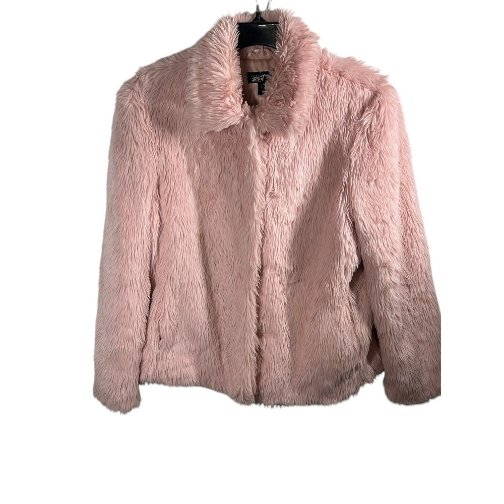 Pink Shaggy Faux Fur Boho Club‎ Rave Concert Cosplay Festival Jacket Sz Large